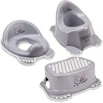 Babykajo 3 in 1 Baby Töpfchen Set - Kinder Töpfchen + Kinder Toilettensitz + Kinder Tritthocker – aus BPA freiem Plastik und mit Antirutschfüßchen. (grau) - Preisvergleich