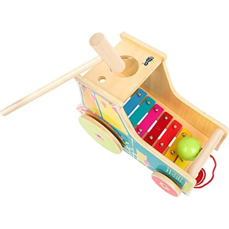 small foot 10377 Traktor inkl. Xylophon aus Holz mit Klopfspiel und zum Musikmachen, ab 18 Monaten Motorikspielzeug, Musikinstrument, Bunt – Bild 3