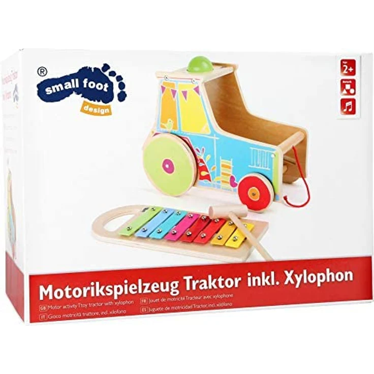 small foot 10377 Traktor inkl. Xylophon aus Holz mit Klopfspiel und zum Musikmachen, ab 18 Monaten Motorikspielzeug, Musikinstrument, Bunt – Bild 4