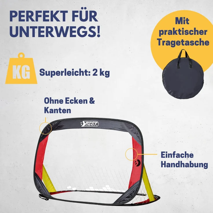 Best Sporting Pop up Fußballtor für Kinder, 2er Set Fußballtor Deutschland mit Tragetasche und Heringen – Bild 3