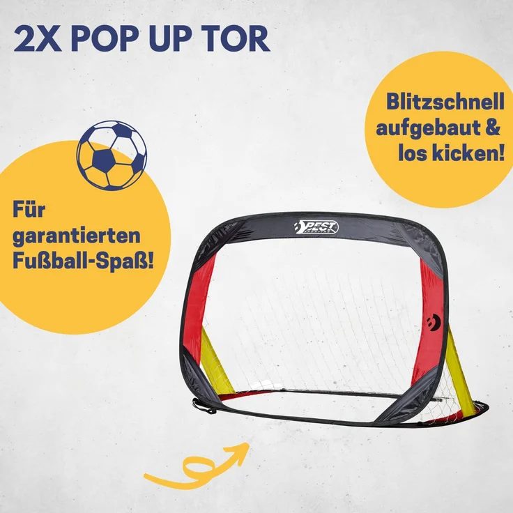 Best Sporting Pop up Fußballtor für Kinder, 2er Set Fußballtor Deutschland mit Tragetasche und Heringen – Bild 2
