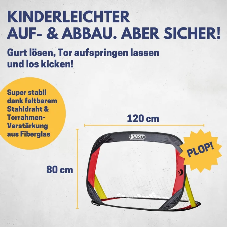 Best Sporting Pop up Fußballtor für Kinder, 2er Set Fußballtor Deutschland mit Tragetasche und Heringen – Bild 4