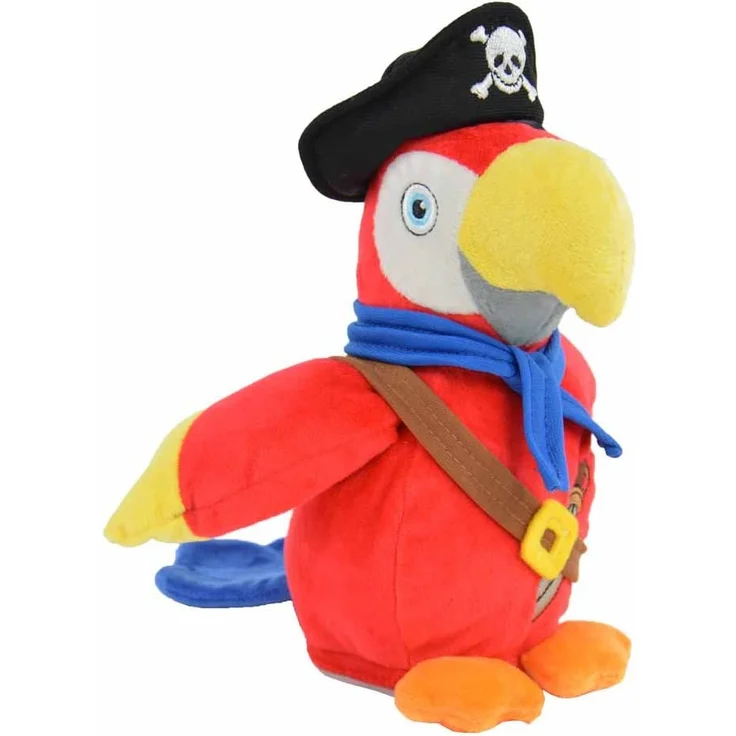 Kögler 75915 - Laber Piraten Papagei Parry, Labertier mit Aufnahme- und Wiedergabefunktion, plappert alles witzig nach und bewegt sich, ca. 22,5 cm groß, ideal als Geschenk für Jungen und Mädchen – Bild 1