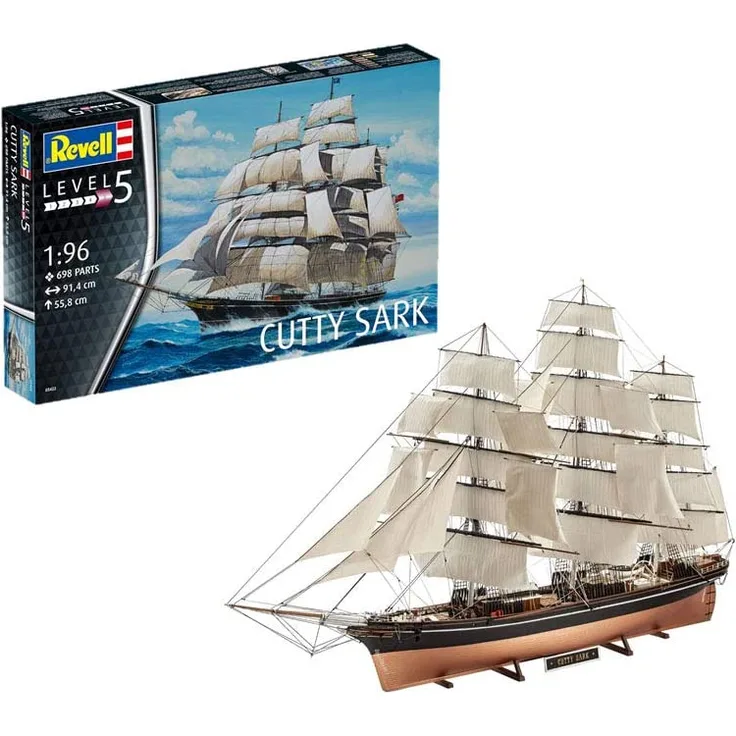 Revell Modellbausatz Schiff 1:96 - Cutty Sark im Maßstab 1:96, Level 5, originalgetreue Nachbildung mit vielen Details, Segelschiff, 05422