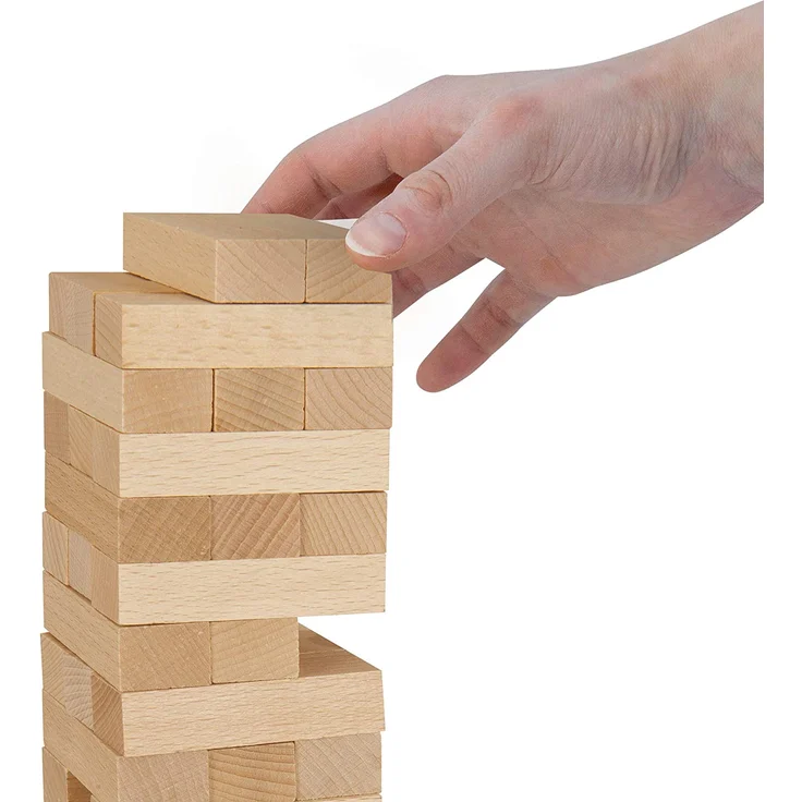 Eichhorn Stapelspiel, Geschicklichkeitsspiel für die ganze Familie, Balance Tower gefertigt aus unbehandelten Holz, Wackelturm 54 teilig, geeignet ab 5 Jahren – Bild 3