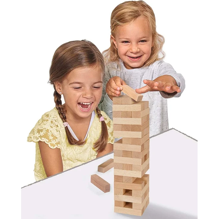 Eichhorn Stapelspiel, Geschicklichkeitsspiel für die ganze Familie, Balance Tower gefertigt aus unbehandelten Holz, Wackelturm 54 teilig, geeignet ab 5 Jahren – Bild 2