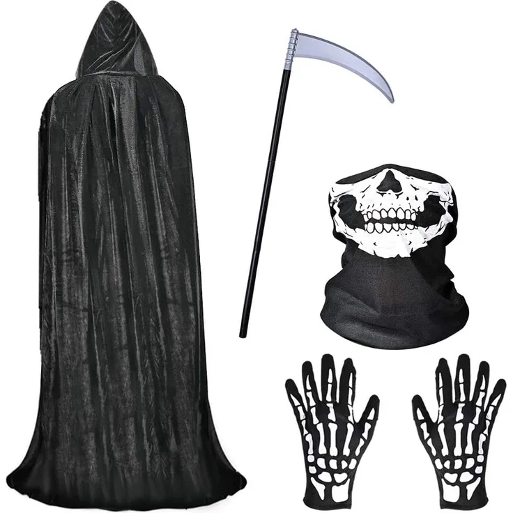 Halloween Umhang Set Halloween Gesichtsmaske Handschuhe Halloween Sense für Halloween Party Dekoration Cosplay
