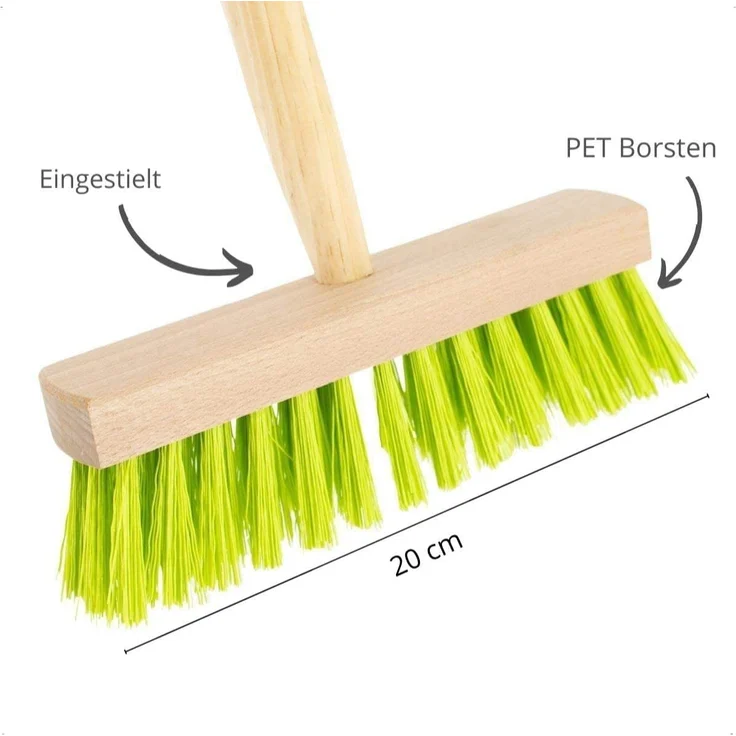 Rekord Kinder Gartengeräte Set 5-teilig (Schaufel (Gelb), Spitzspaten (Rot), Rechen (Grün), Besen (Grün), Laubbesen (Lila)- Metall - Holz-Stiel (76cm) Gartenspielzeug, Gartenset, Kinder-Gartenwerkzeug – Bild 7