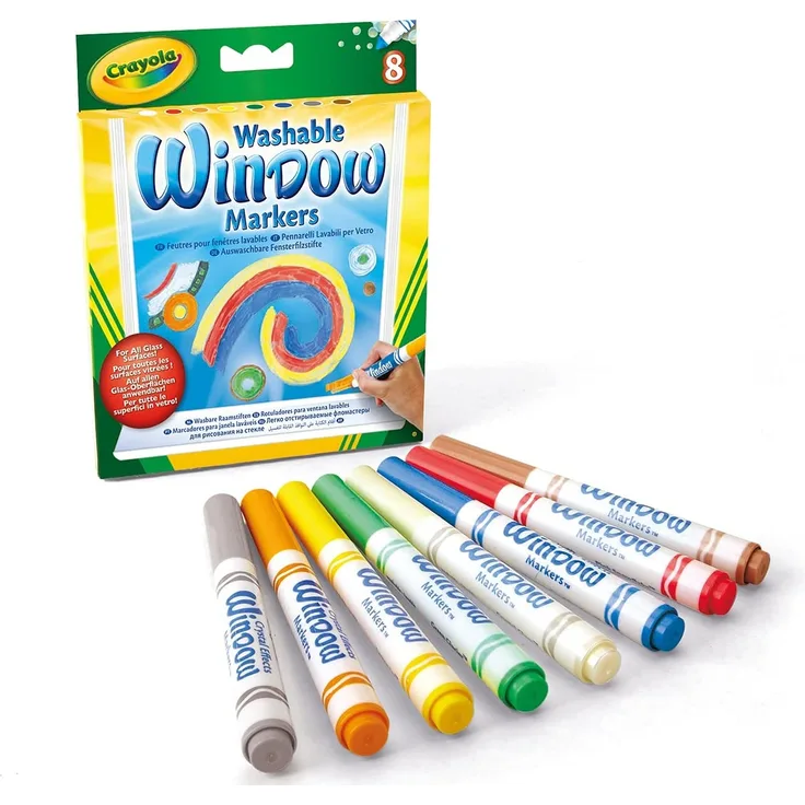Crayola 58-8165 - 8 auswaschbare Fensterfilzstifte, kombinierbar mit Marker Airbrush