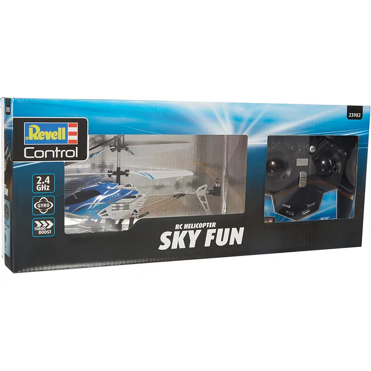 Revell Control RC Helikopter, ferngesteuerter Hubschrauber für Einsteiger, 2,4 GHz Fernsteuerung, einfach zu fliegen, Gyro, stabiles Chassis, LED-Beleuchtung, USB-Ladegerät - SKY FUN 23982