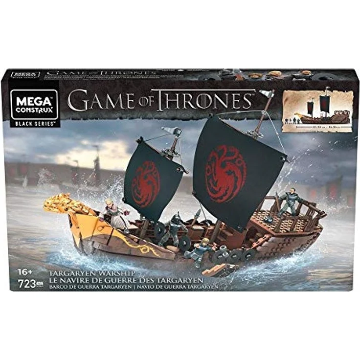 Mattel GPB29 - Mega Construx - Game of Thrones - Targaryen Kriegsschiff Bausatz inkl. 4 Figuren, Probuilders, 723 Teile – Bild 3