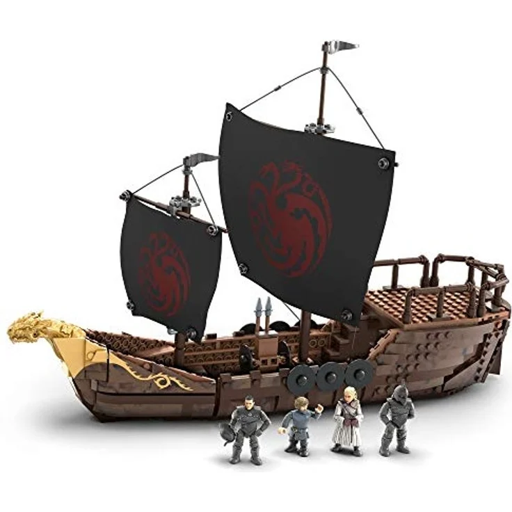 Mattel GPB29 - Mega Construx - Game of Thrones - Targaryen Kriegsschiff Bausatz inkl. 4 Figuren, Probuilders, 723 Teile – Bild 8