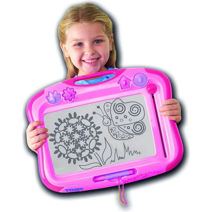 TOMY 6484 Magnettafel für Kinder, Magnet Maltafel, Megasketcher in rosa, hochwertiges Kinderspielzeug, Zaubertafel, bunt, ohne Wabenstruktur, fördert die Kreativität, Ideales Weihnachtsgeschenk, ab 3 Jahre – Bild 6