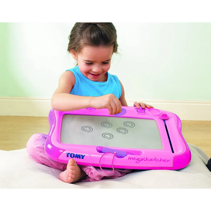 TOMY 6484 Magnettafel für Kinder, Magnet Maltafel, Megasketcher in rosa, hochwertiges Kinderspielzeug, Zaubertafel, bunt, ohne Wabenstruktur, fördert die Kreativität, Ideales Weihnachtsgeschenk, ab 3 Jahre – Bild 2