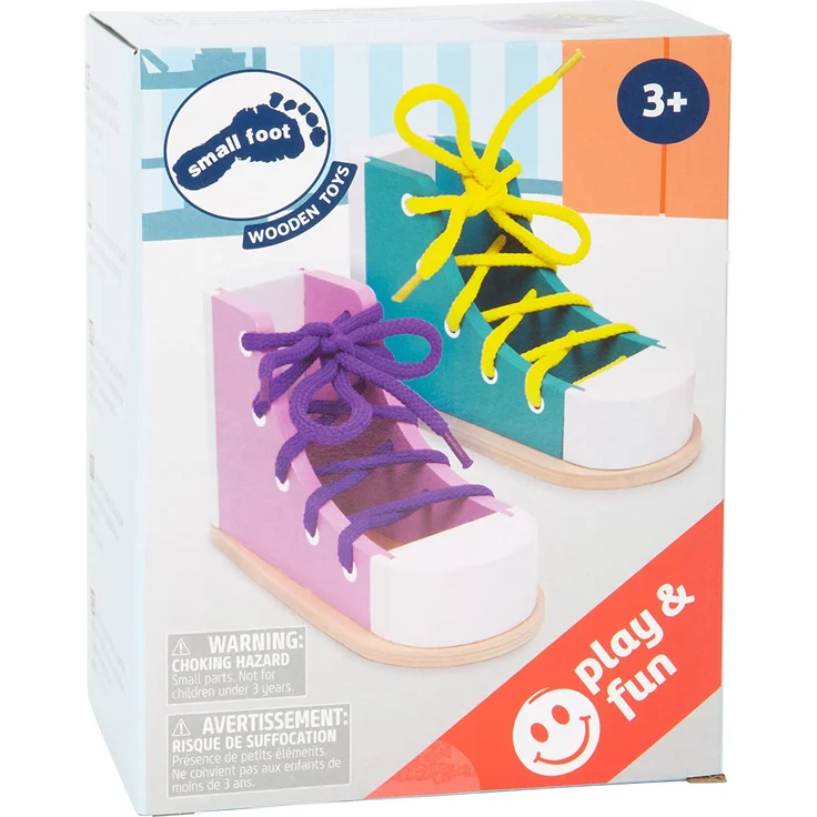 small foot 6475 Fädelschuhe 'Bunt' aus Holz, 2er Set in bunter Gestaltung, inkl. passender Schnürsenkel, ab 3 Jahren – Bild 2