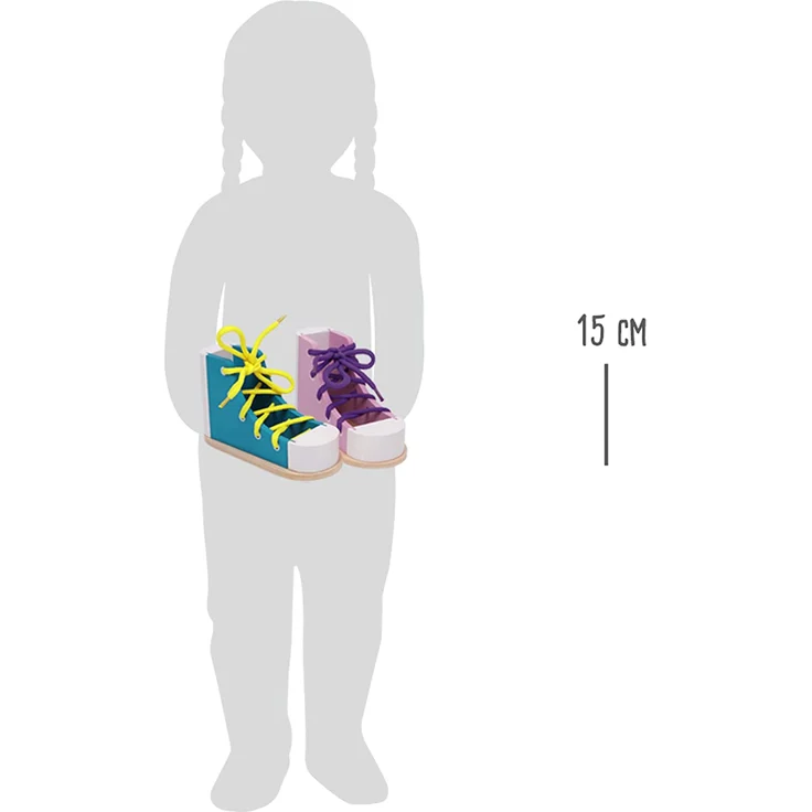 small foot 6475 Fädelschuhe 'Bunt' aus Holz, 2er Set in bunter Gestaltung, inkl. passender Schnürsenkel, ab 3 Jahren – Bild 3