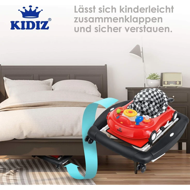 KIDIZ® 4in1 Lauflernhilfe Babywalker Spiel- und Lauflernwagen Gehfrei - Schaukelfunktion Babywippe mit Rollen, Licht, Musik ,Spielecenter Esstisch Laufstuhl Laufhilfe babys ab 6 Monaten Klappbar Rot - Preisvergleich – Bild 6
