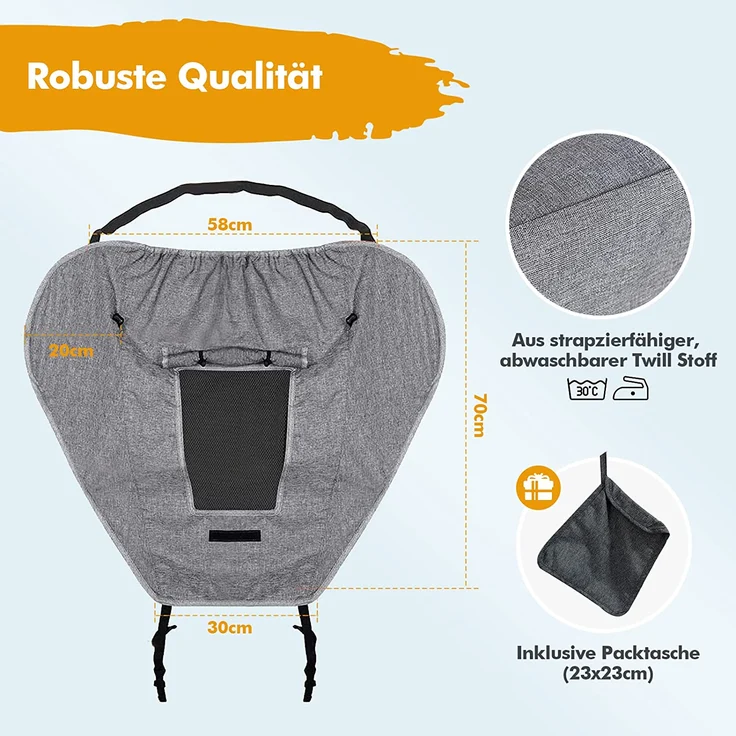 BENESINLU Sonnensegel Kinderwagen mit UV Schutz 50+ und Wasserdicht Sonnenschutz für Kinderwagen Buggy mit Sichtfenster und extra breite Schattenflügel, Grau – Bild 4