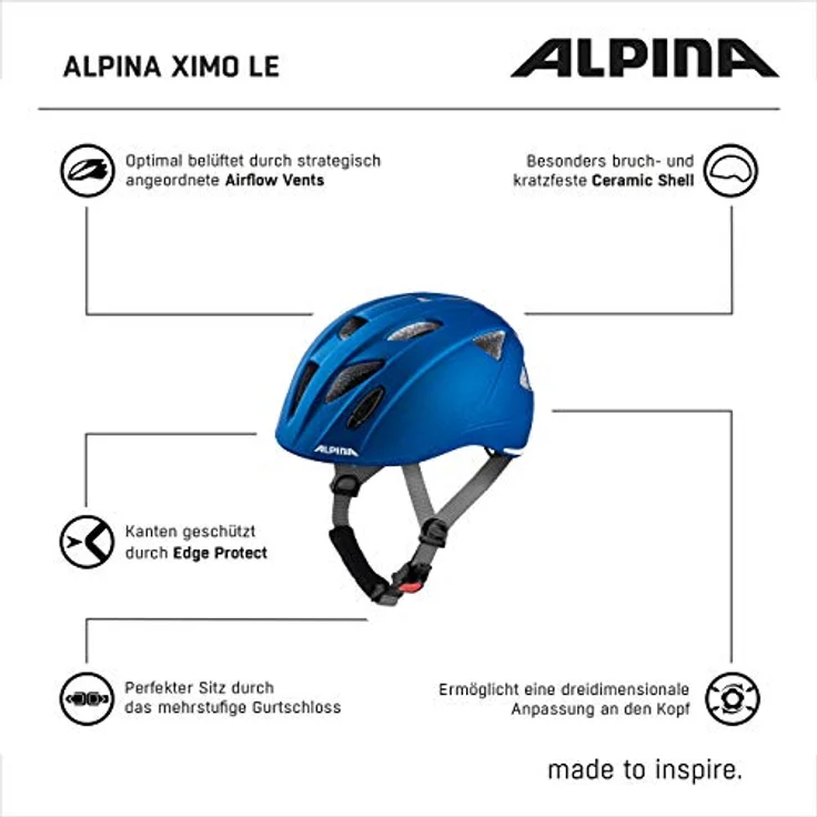 Alpina Kids Ximo LE Blue, Größe 49 - 54 cm - Fahrradhelm, Farbe Blau – Bild 5