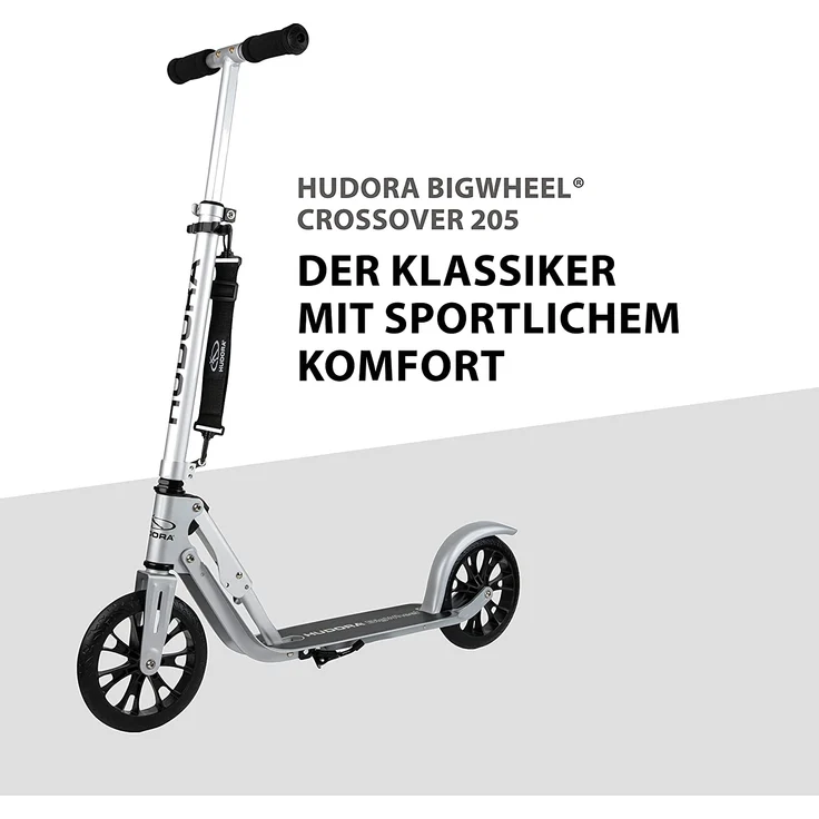 Hudora 'BigWheel Crossover 205' Scooter, ab 6 Jahren, höhenverstellbar bis 104 cm, klappbar, max. belastbar bis 100 kg, silber – Bild 2