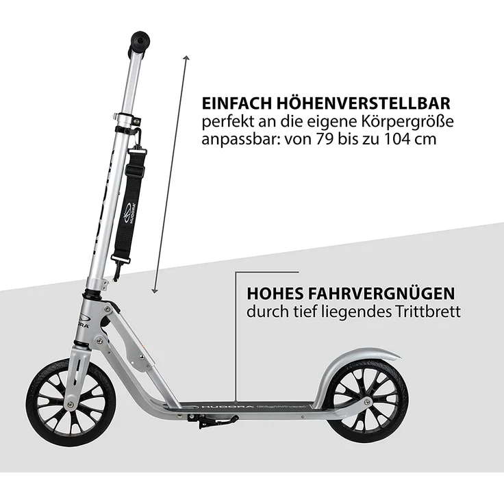 Hudora 'BigWheel Crossover 205' Scooter, ab 6 Jahren, höhenverstellbar bis 104 cm, klappbar, max. belastbar bis 100 kg, silber – Bild 3