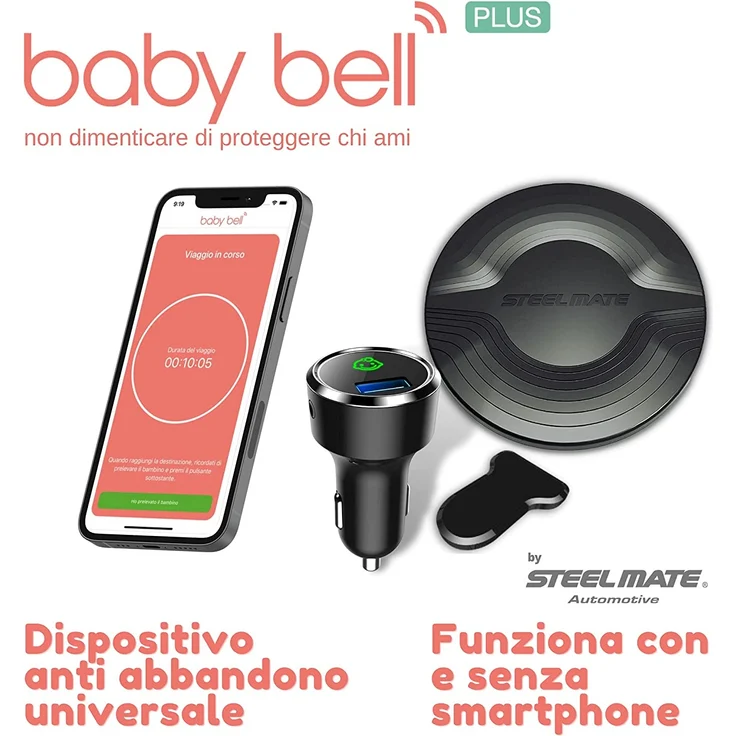 Steelmate Baby Bell Plus Anti-Verlust-Gerät – die letzte Generation – erweiterbar auf 2 Kindersitze mit optionalem Pad – 100% Universal – Bild 2