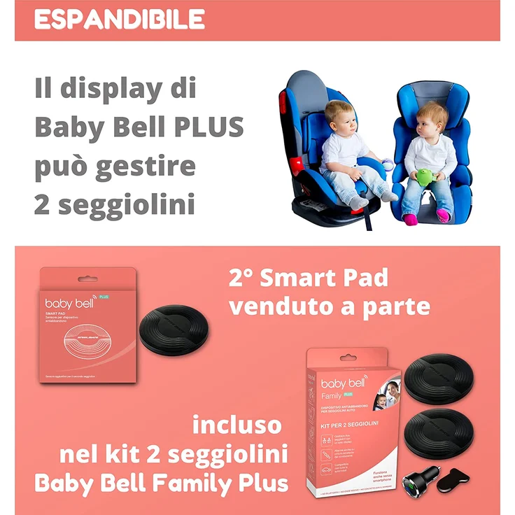 Steelmate Baby Bell Plus Anti-Verlust-Gerät – die letzte Generation – erweiterbar auf 2 Kindersitze mit optionalem Pad – 100% Universal – Bild 5