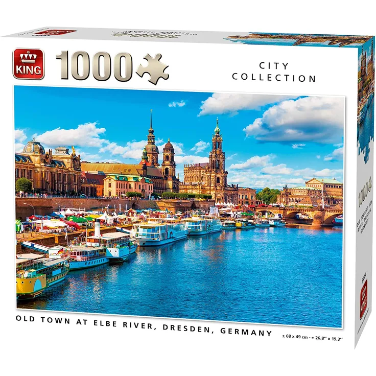 KING 55884 Old Town at Elbe River Dresden Puzzle 1000 Teile, vollfarbig, 68 x 49 cm