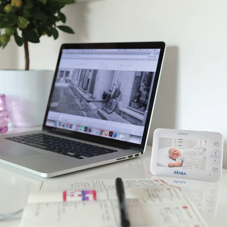 BÉABA, Babyphone mit kamera, Video-Babyphone Zen +, HD-Kamera, Walkie-Talkie, Babyphone mit großer Reichweite für Babys und Kleinkinder, Integriertes Thermometer, Alarm- und Timerfunktion, Weiß – Bild 7
