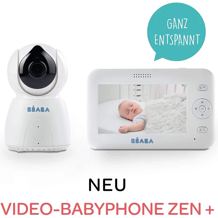 BÉABA, Babyphone mit kamera, Video-Babyphone Zen +, HD-Kamera, Walkie-Talkie, Babyphone mit großer Reichweite für Babys und Kleinkinder, Integriertes Thermometer, Alarm- und Timerfunktion, Weiß – Bild 2