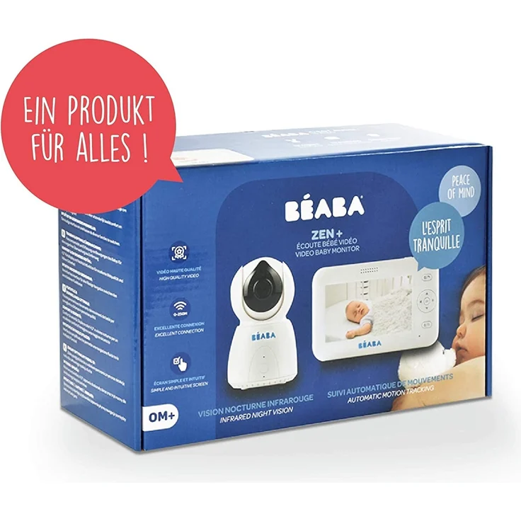 BÉABA, Babyphone mit kamera, Video-Babyphone Zen +, HD-Kamera, Walkie-Talkie, Babyphone mit großer Reichweite für Babys und Kleinkinder, Integriertes Thermometer, Alarm- und Timerfunktion, Weiß – Bild 6