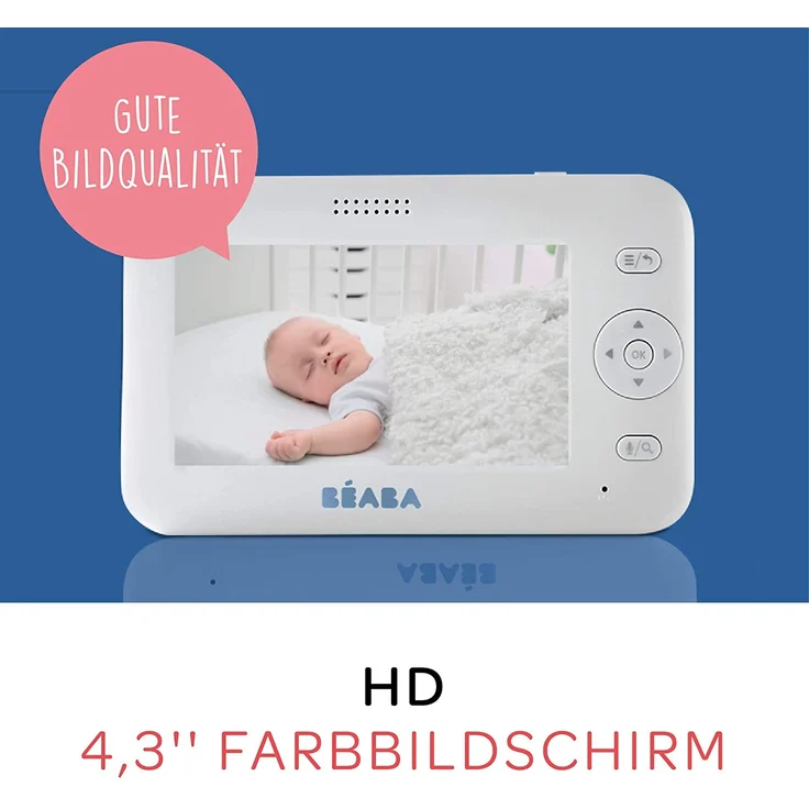 BÉABA, Babyphone mit kamera, Video-Babyphone Zen +, HD-Kamera, Walkie-Talkie, Babyphone mit großer Reichweite für Babys und Kleinkinder, Integriertes Thermometer, Alarm- und Timerfunktion, Weiß – Bild 3