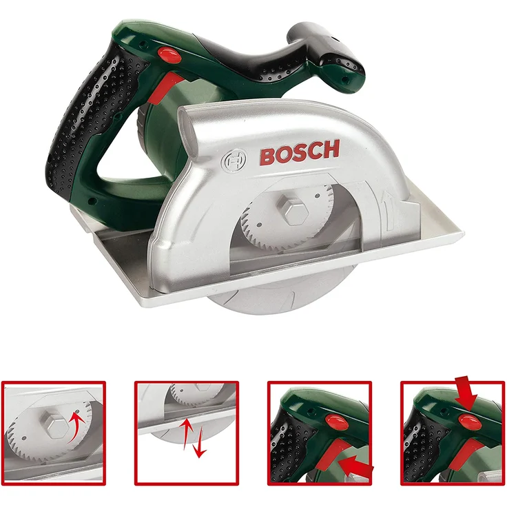 Theo Klein 8421 Bosch Kreissäge I Batteriebetrieben mit Kreissägebewegungen, Licht-und Soundfunktion I Maße: 23 cm x 16 cm 14,5 cm I Spielzeug für Kinder ab 3 Jahren – Bild 3