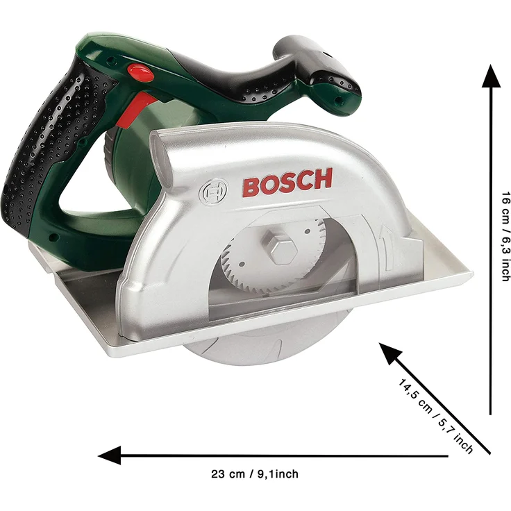 Theo Klein 8421 Bosch Kreissäge I Batteriebetrieben mit Kreissägebewegungen, Licht-und Soundfunktion I Maße: 23 cm x 16 cm 14,5 cm I Spielzeug für Kinder ab 3 Jahren – Bild 4