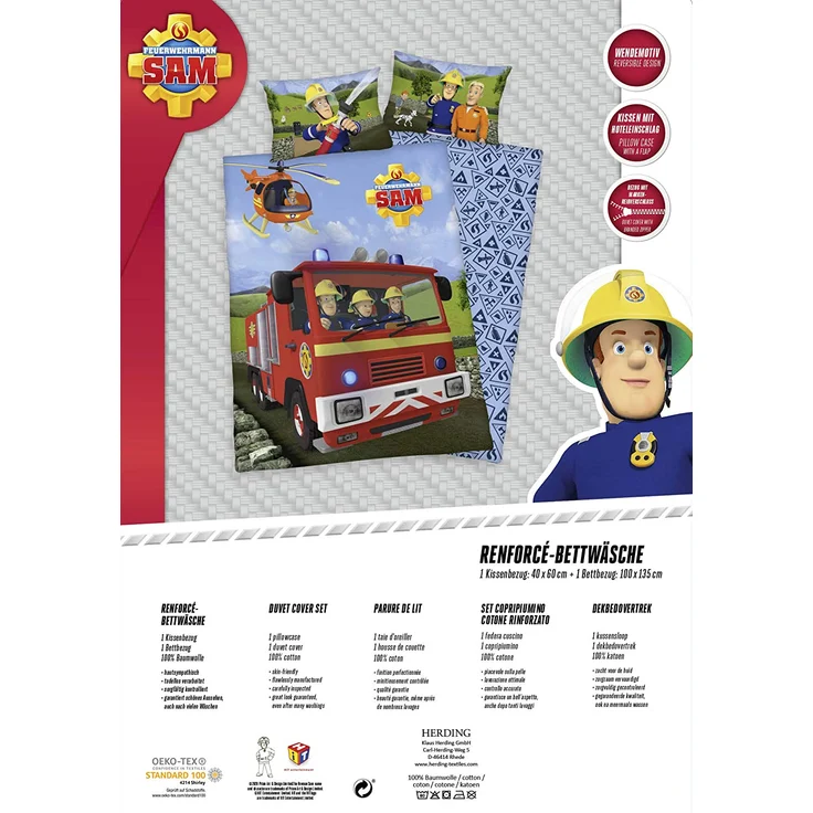 Herding Feuerwehrmann Sam Bettwäsche- Set, Baumwolle, mehrfarbig, 40 x 60 cm, 100 x 135 cm – Bild 7