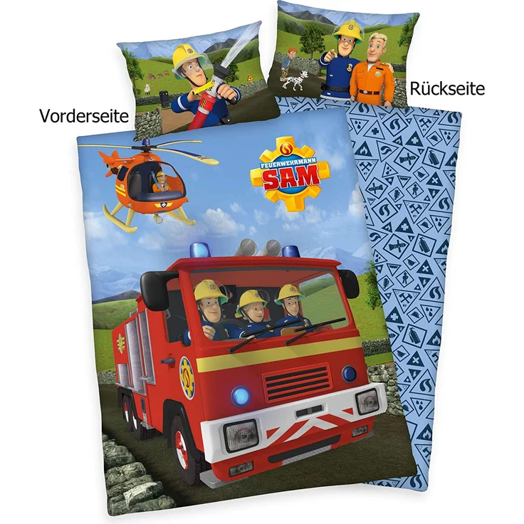 Herding Feuerwehrmann Sam Bettwäsche- Set, Baumwolle, mehrfarbig, 40 x 60 cm, 100 x 135 cm – Bild 2