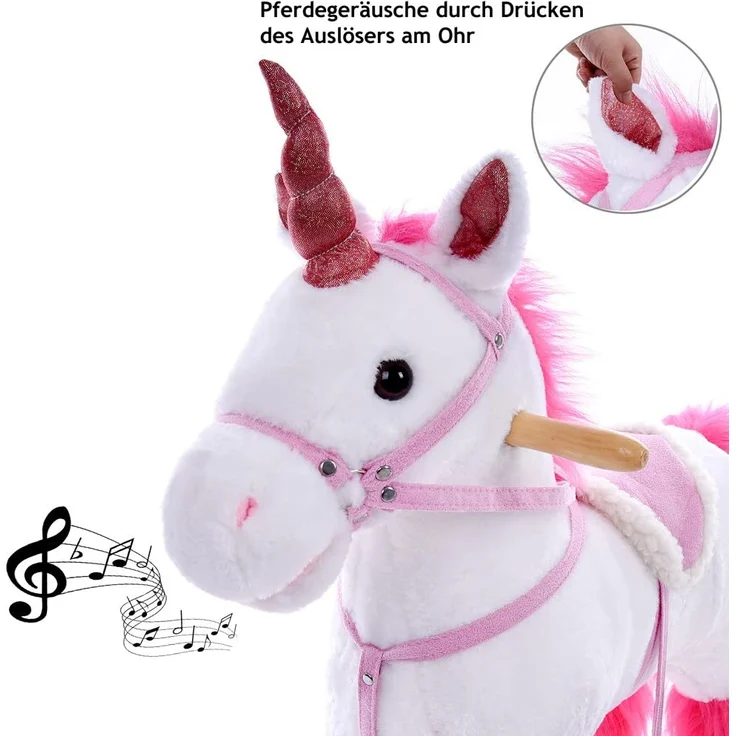 Schaukeltier Schaukelpferd Plüsch Schaukelspielzeug Wippe Kinder Baby Spielzeug – Bild 4