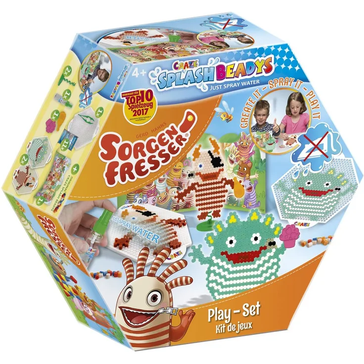 Craze 56890 SPLASH BEADYS Bastelperlen Steckperlen ohne Bügeln, Play Set Sorgenfresser