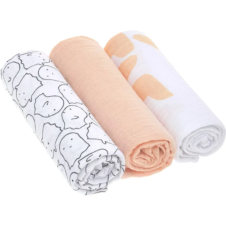Lässig 3er-Pack Mulltücher Swaddle & Burp L Spookies Peach