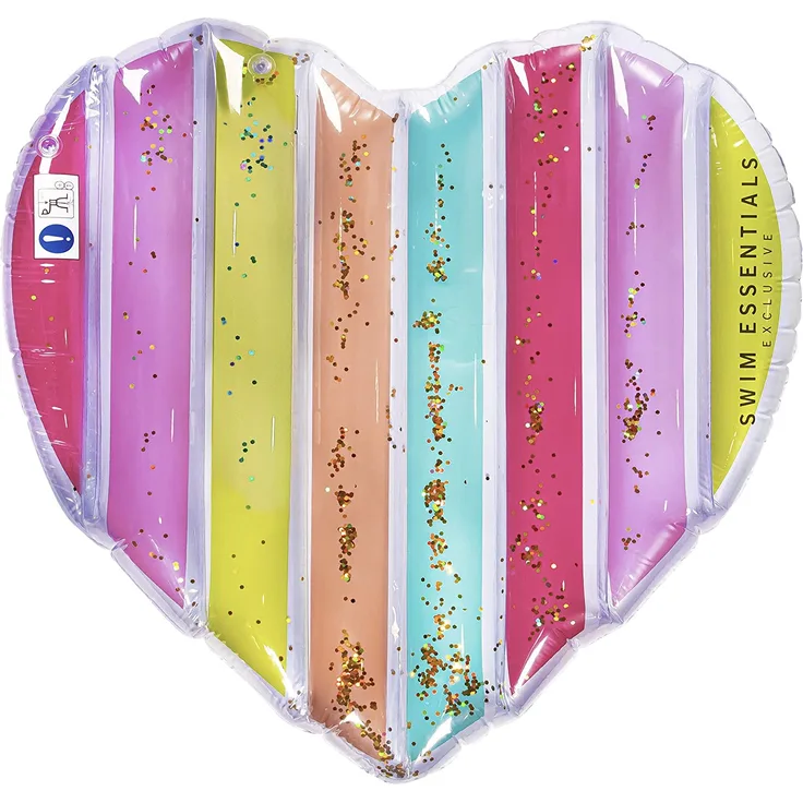 Swim Essentials Regenbogen Herz Luftmatratze