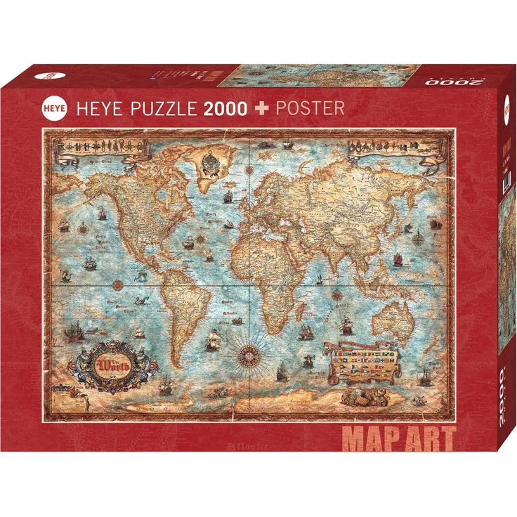 HEYE 29845 The World Standart 2000 Teile, Map Art, inkl. Poster, Brown