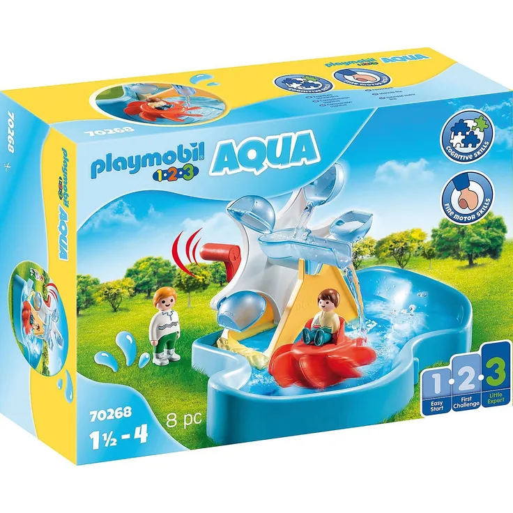 PLAYMOBIL-1.2.3 Aqua 70268 Wasserrad mit Karussell, Ab 1,5 bis 4 Jahre