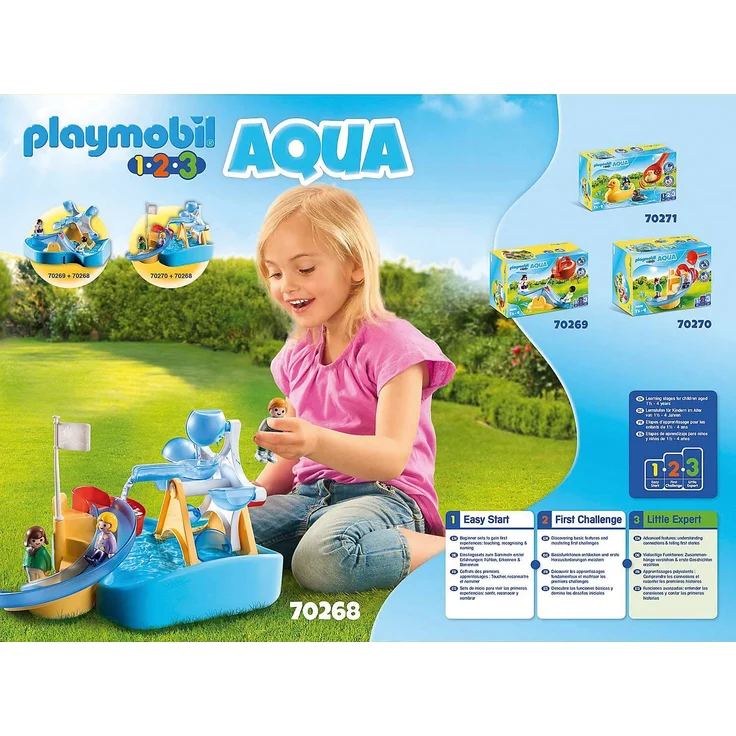PLAYMOBIL-1.2.3 Aqua 70268 Wasserrad mit Karussell, Ab 1,5 bis 4 Jahre – Bild 3