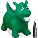 Relaxdays Hüpftier Drache, inklusive Luftpumpe, Sprungtier bis 80 kg, Hopser BPA frei, für Kinder, Hüpfspielzeug, grün