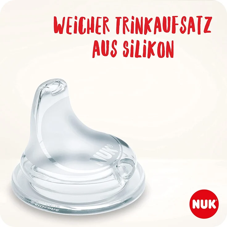 NUK First Choice Trinklernflasche mit Leuchteffekt, 6-18 Monate, 150 ml, Anti-Colic-Ventil, auslaufsicherer Trinkschnabel, Ergonomische Griffe, BPA-frei, Hase (pink), 1 Stück (1er Pack), 10215373 – Bild 2