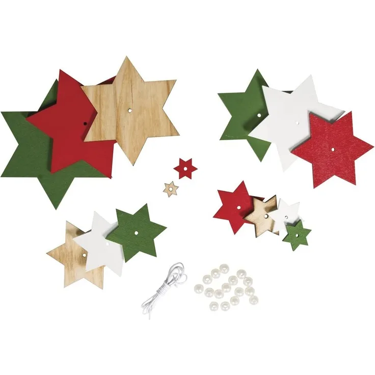 Holzsterne Set rot grün Töne