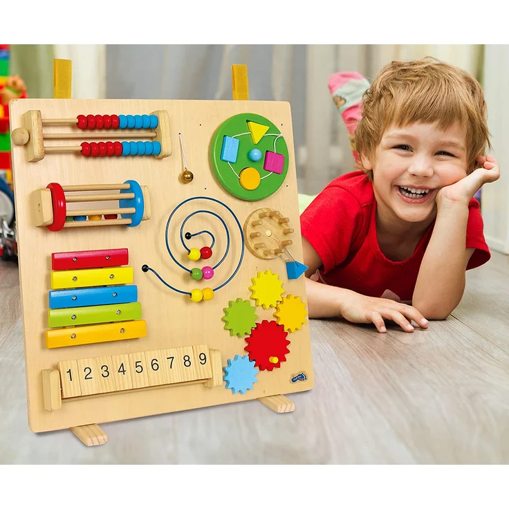 small foot 6360 Motorikcenter "Multimax" aus Holz, mit acht Funktionen zum Drehen, schieben, musizieren, ab 3 Jahren – Bild 4