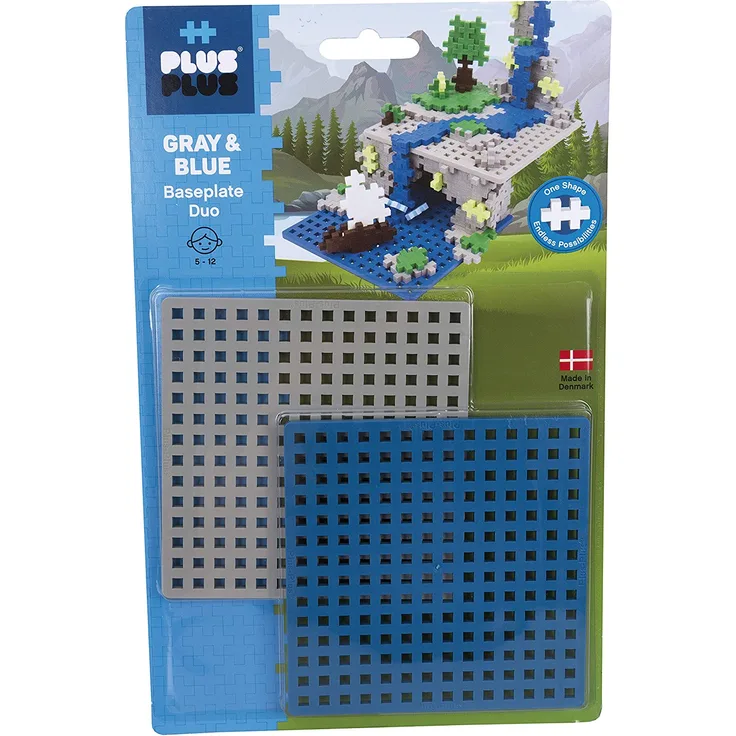 Plus-Plus Mini: 2 Basisplatten blau und grau