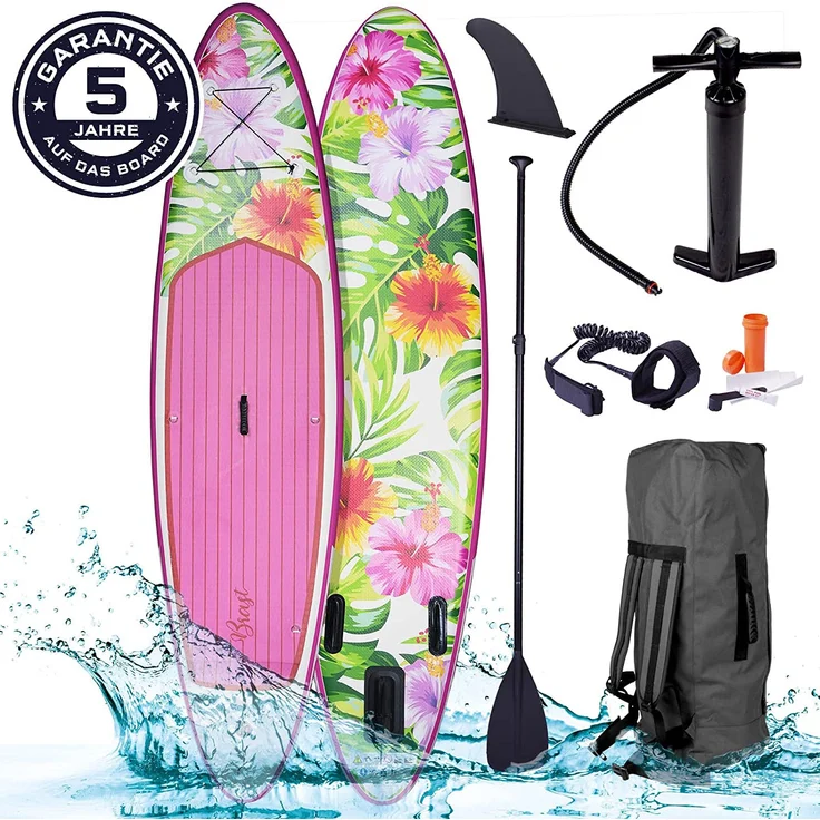 BRAST SUP Board Lady Aufblasbares Stand up Paddle Set für Frauen 300cm Eden incl. Zubehör 5 Jahre Garantie Fußschlaufe Paddel Pumpe Rucksack - Preisvergleich – Bild 7