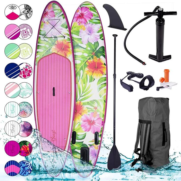 BRAST SUP Board Lady Aufblasbares Stand up Paddle Set für Frauen 300cm Eden incl. Zubehör 5 Jahre Garantie Fußschlaufe Paddel Pumpe Rucksack - Preisvergleich
